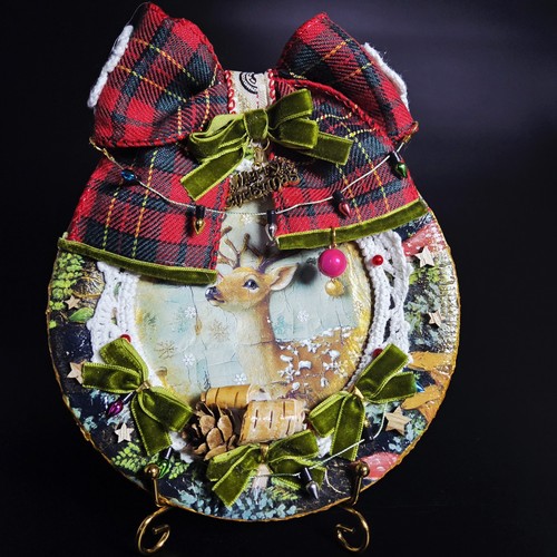 Piatto decoupage cervo - decoupage,